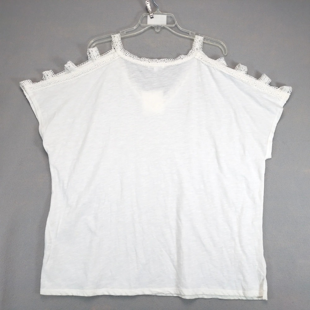 NWT 89th + Madison White Crochet Lace Tank Top Womens 1X Open Shoulder/Arm Boxy - Picture 3 of 8